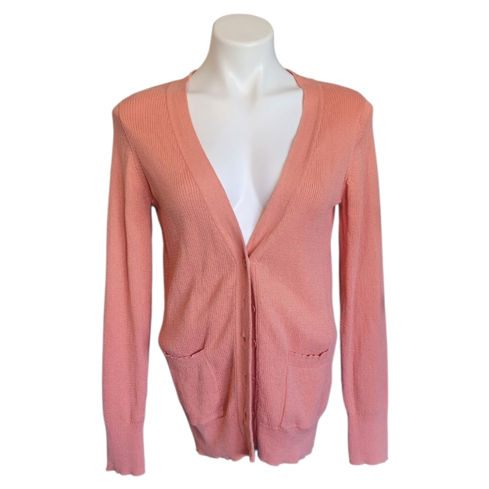 Sonoma Womens Small Peach Button Down Long Sleeve Cardigan Sweater